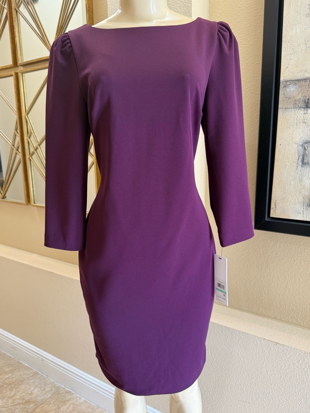 Calvin Klein Dark Purple 3/4 Sleeve Business Casual Dress NWT